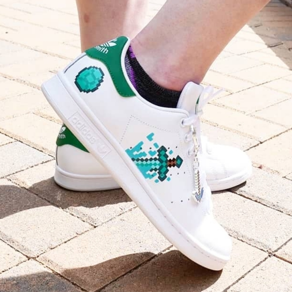 Adidas Stan Smiths Custom Painted Minecraft Theme
